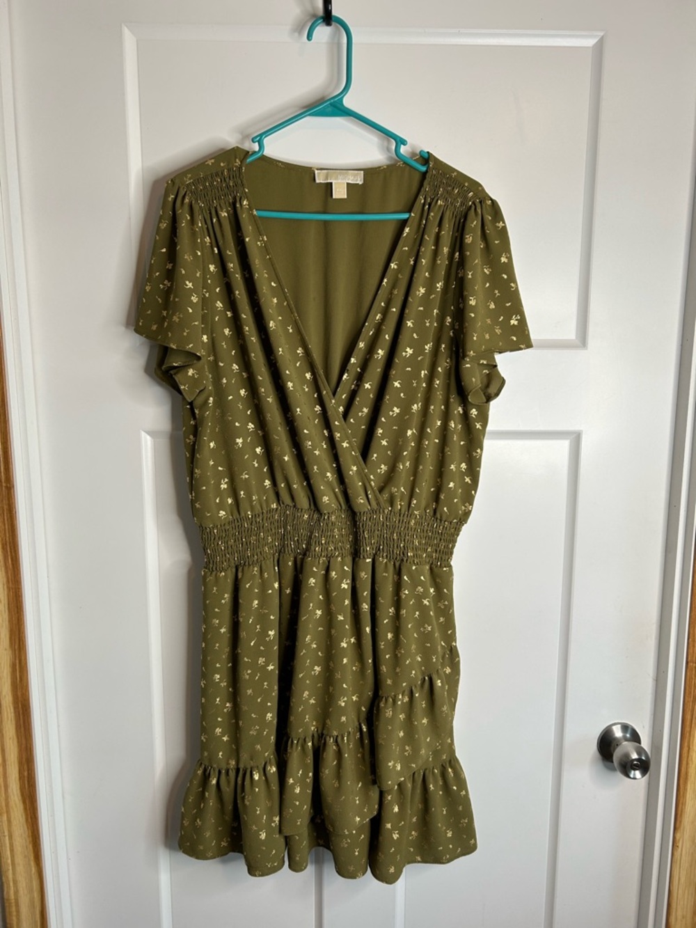 Michael Michael Kors Women’s XXL Green Gold Midi Dress Print See Description4551